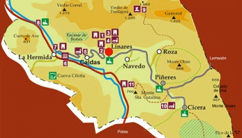Mapa de interés turístico del entorno de Linares, Peñarrubia, Cantabria
